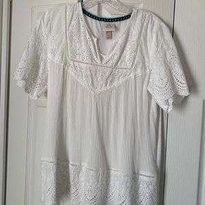 White gauze eyelet top
